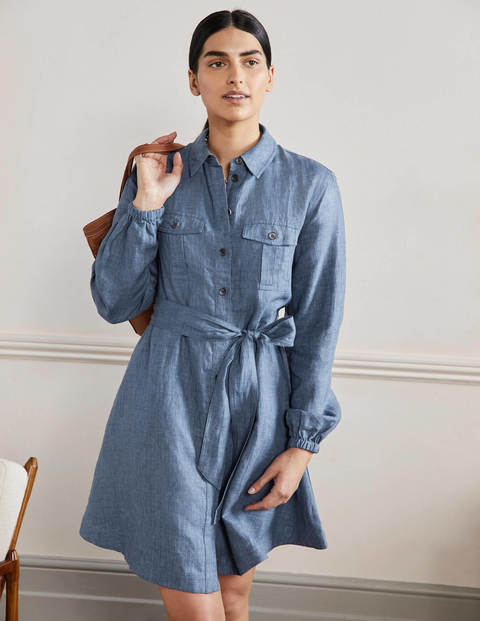 Evie Linen Shirt Dress Chambray Women ...